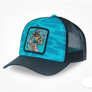 Blue and Black Trucker Hat with Graphic Patch
